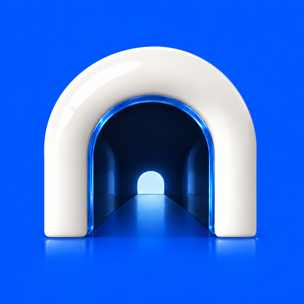 Archway app icon with a blue enamel tunnel arch