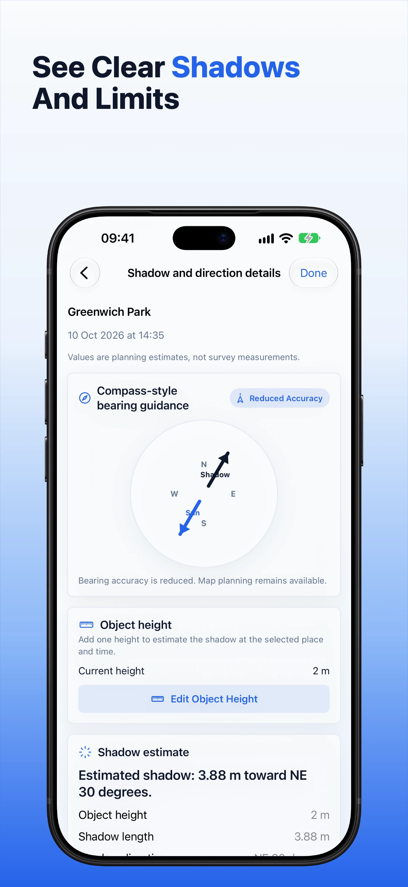 GoldenPlan shadow estimate details