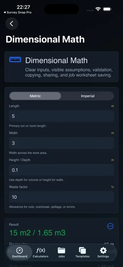 TradeCalc Studio calculator on iPhone